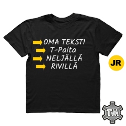 JR T-paita omalla tekstillä