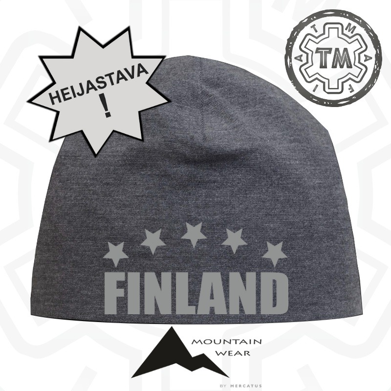 Harmaa Finland stars heijastava pipo