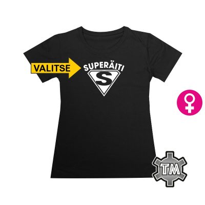 superkuva omalla tekstillä musta t-paita