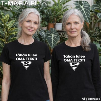 Super T-paita omalla tekstillä (Lady)