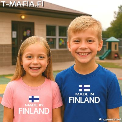 Made In Finland lasten T-paita suomenlipulla