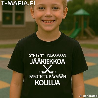 Syntynyt pelaamaan jääkiekkoa T-paita lapselle